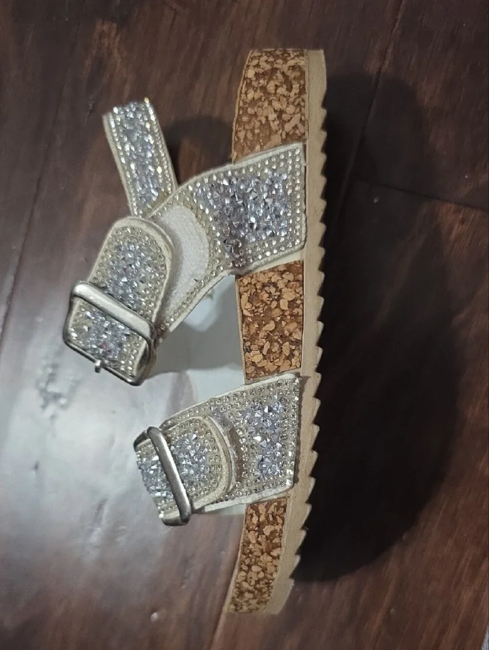 Girls' White Sparkle Buckle Sandals - Kids Shoes